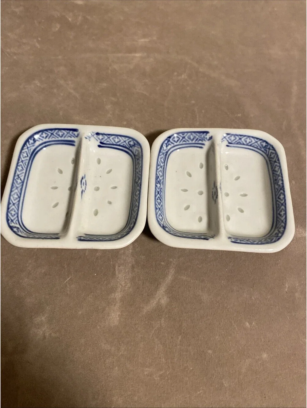 Watermelon Sauce Divided Dish Square 2 Count Blue & White 3